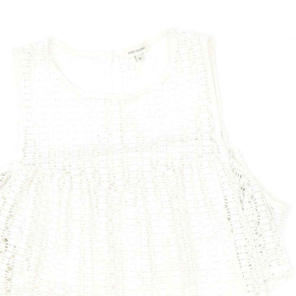 Womens UK Size 12 River Island Ivory Basic Blouse