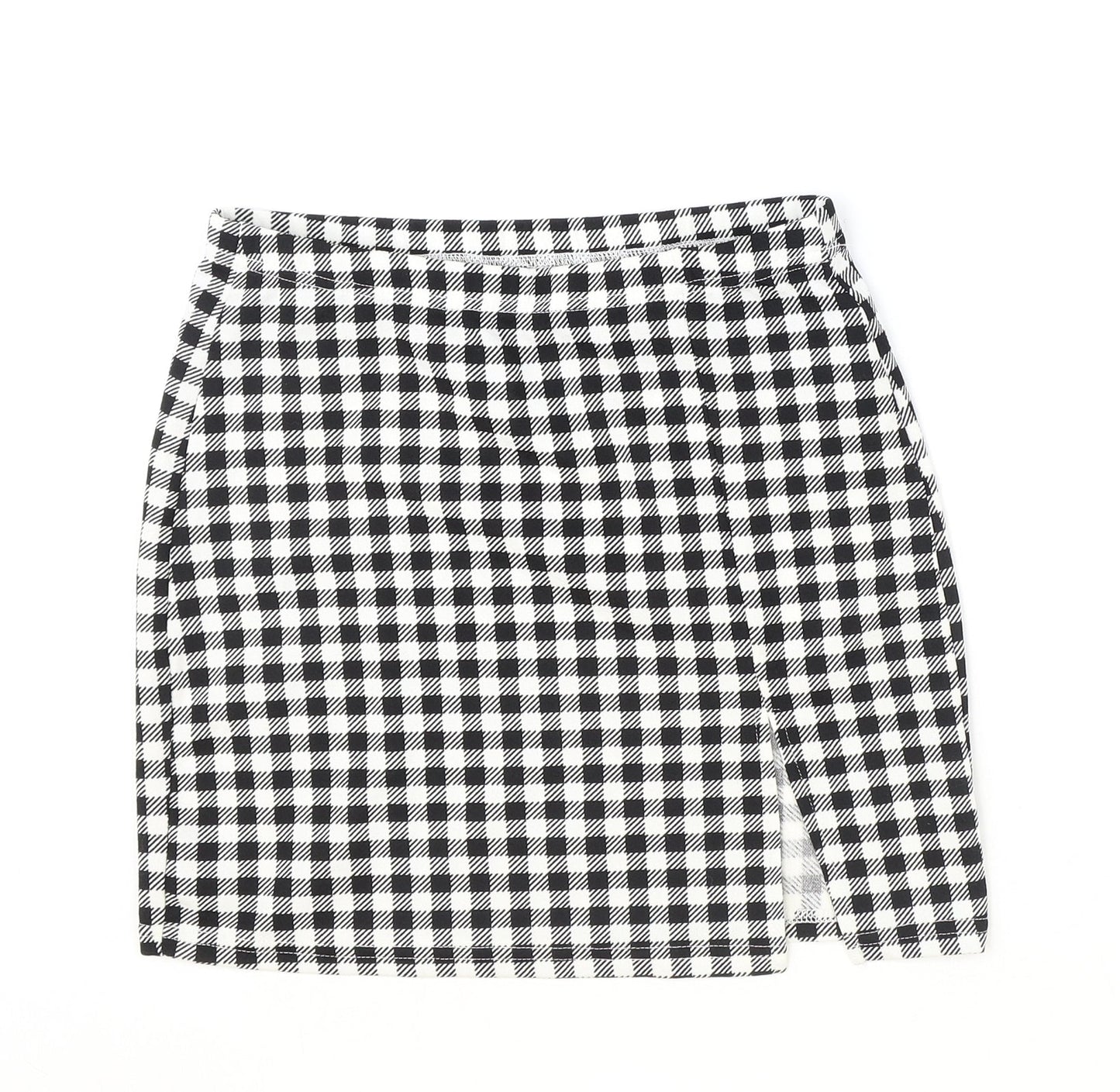 SheIn Womens Black Check Polyester Straight & Pencil Skirt Size S