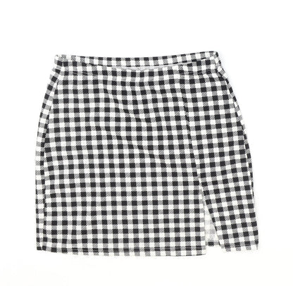 SheIn Womens Black Check Polyester Straight & Pencil Skirt Size S