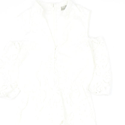 ASOS Womens Ivory Polyester A-Line Size 4XL V-Neck Zip
