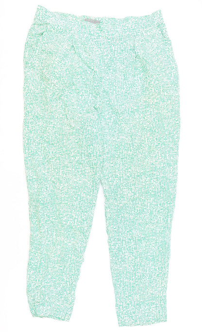 COS Womens Green Geometric Viscose Carrot Trousers Size 10 Regular Zip