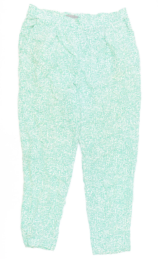 COS Womens Green Geometric Viscose Carrot Trousers Size 10 Regular Zip