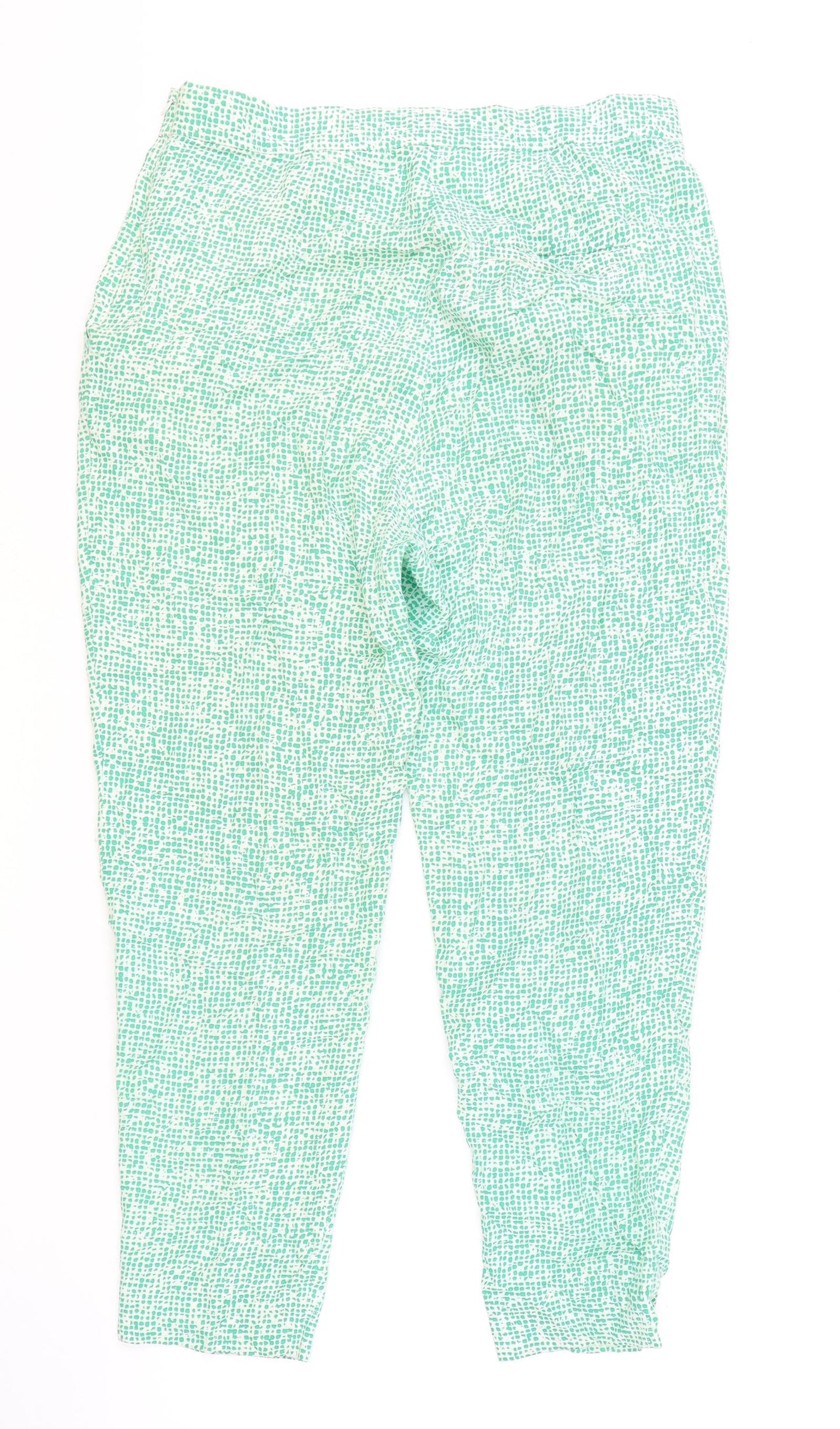 COS Womens Green Geometric Viscose Carrot Trousers Size 10 Regular Zip