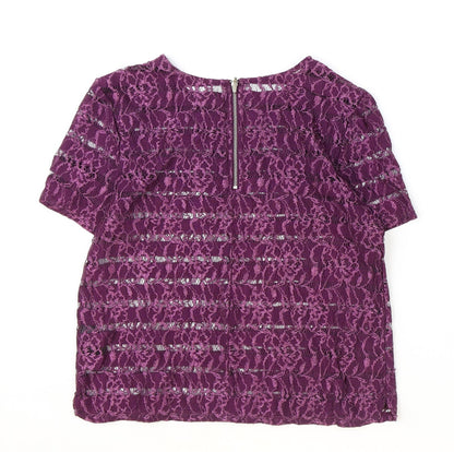 Womens UK Size 8 Dorothy Perkins Purple Basic T-Shirt
