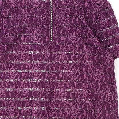 Womens UK Size 8 Dorothy Perkins Purple Basic T-Shirt