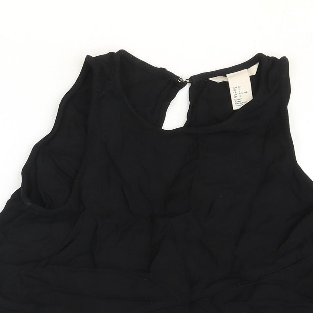 Womens UK Size 8 H&M Black Basic Tank