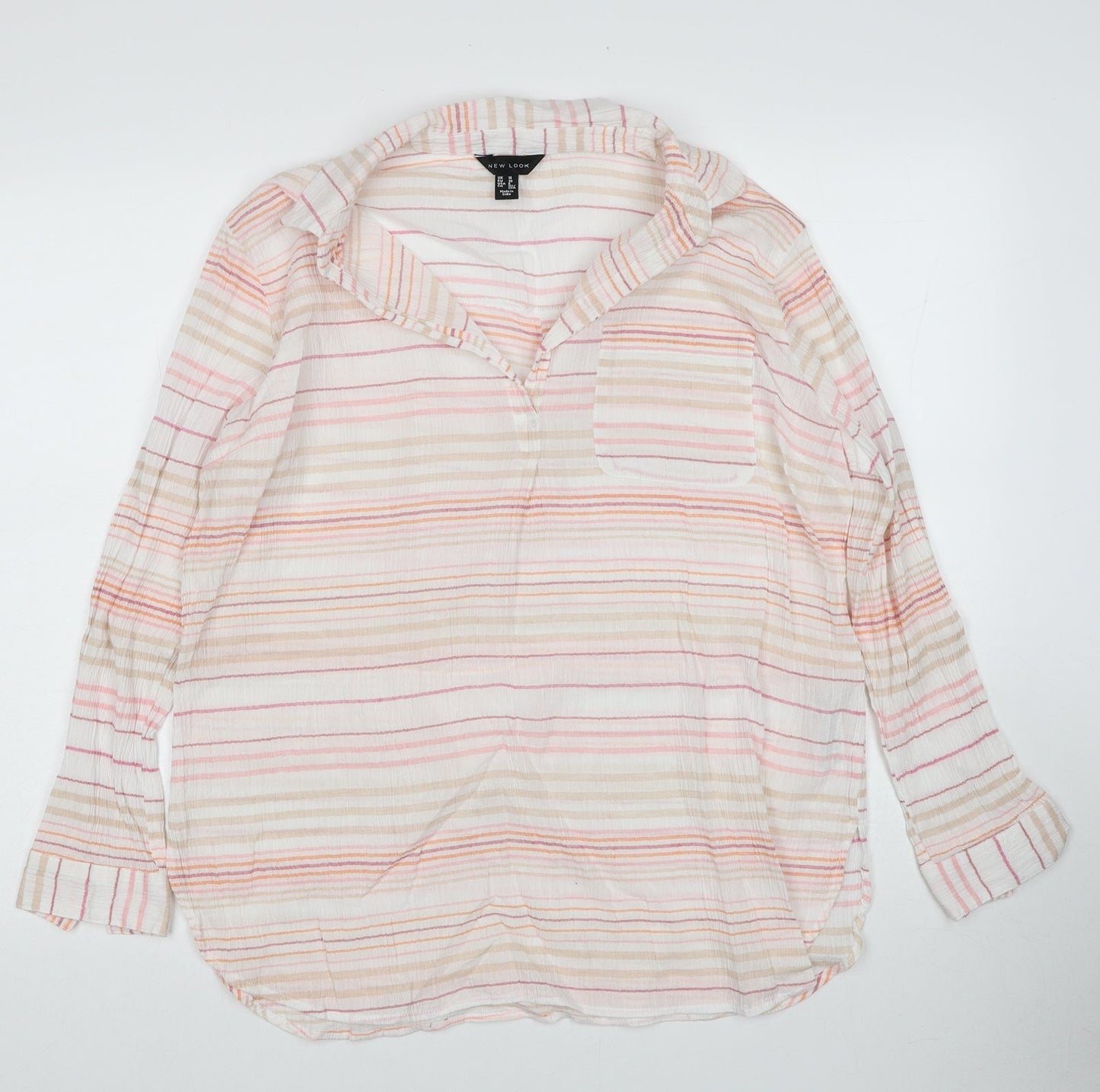 Womens UK Size 10 New Look Multicoloured Basic Blouse