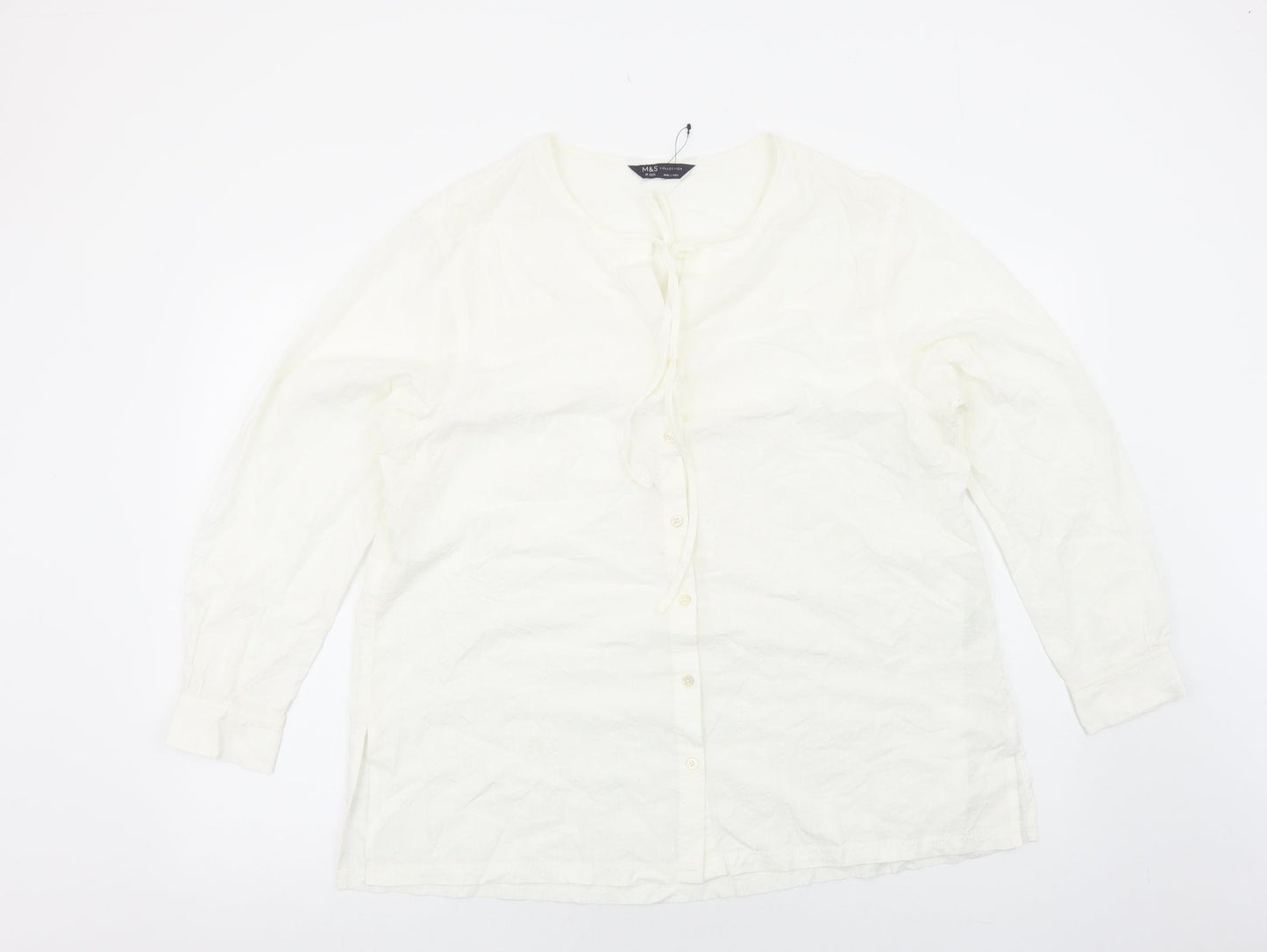 Womens UK Size 16 Marks and Spencer White Basic Button-Up