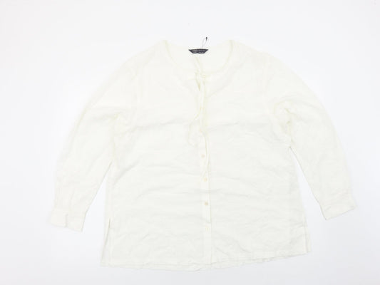 Womens UK Size 16 Marks and Spencer White Basic Button-Up