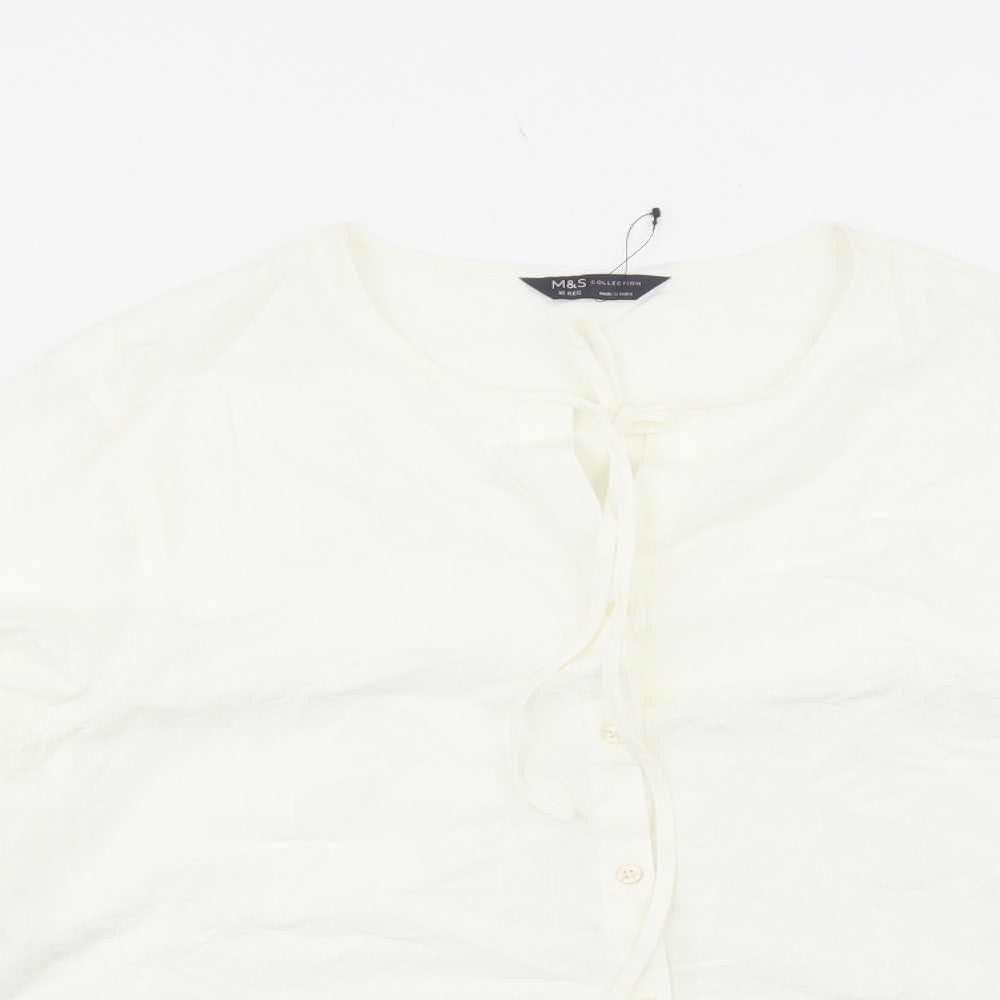 Womens UK Size 16 Marks and Spencer White Basic Button-Up