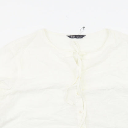 Womens UK Size 16 Marks and Spencer White Basic Button-Up
