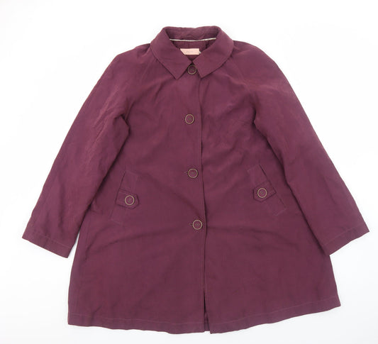 John Lewis Womens Purple Overcoat Coat Size 16 Button