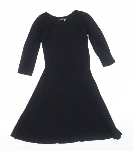 Primark Womens Black Viscose Fit & Flare Size 6 Scoop Neck Pullover