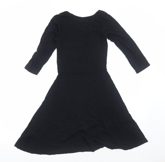 Primark Womens Black Viscose Fit & Flare Size 6 Scoop Neck Pullover