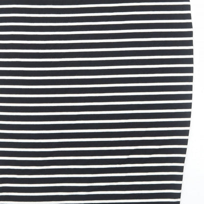 Marks and Spencer Womens Black Striped Viscose Straight & Pencil Skirt Size 12