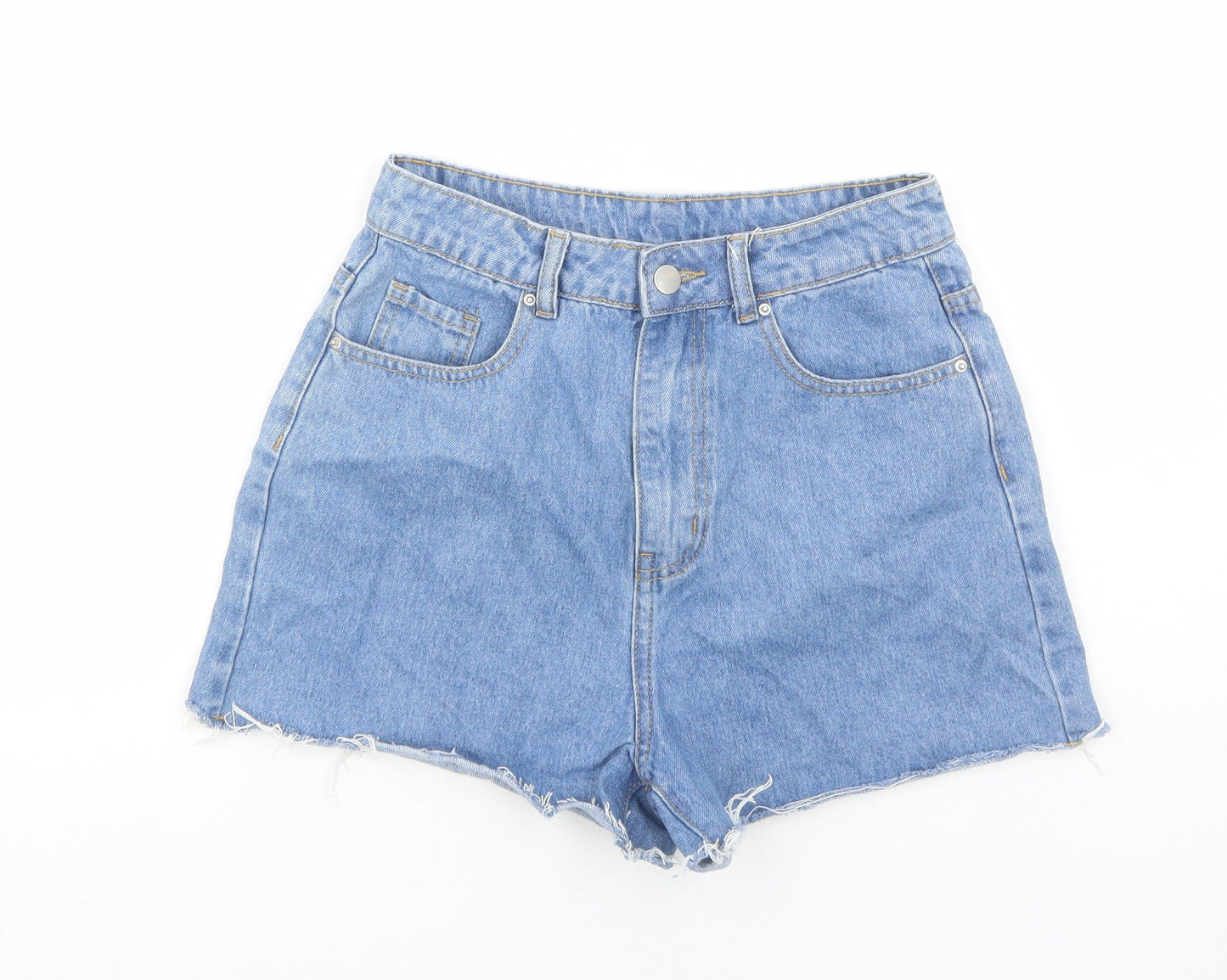 SheIn Womens Blue Cotton Boyfriend Shorts Size S Regular Zip