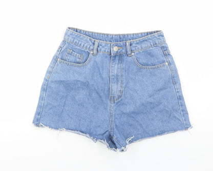 SheIn Womens Blue Cotton Boyfriend Shorts Size S Regular Zip