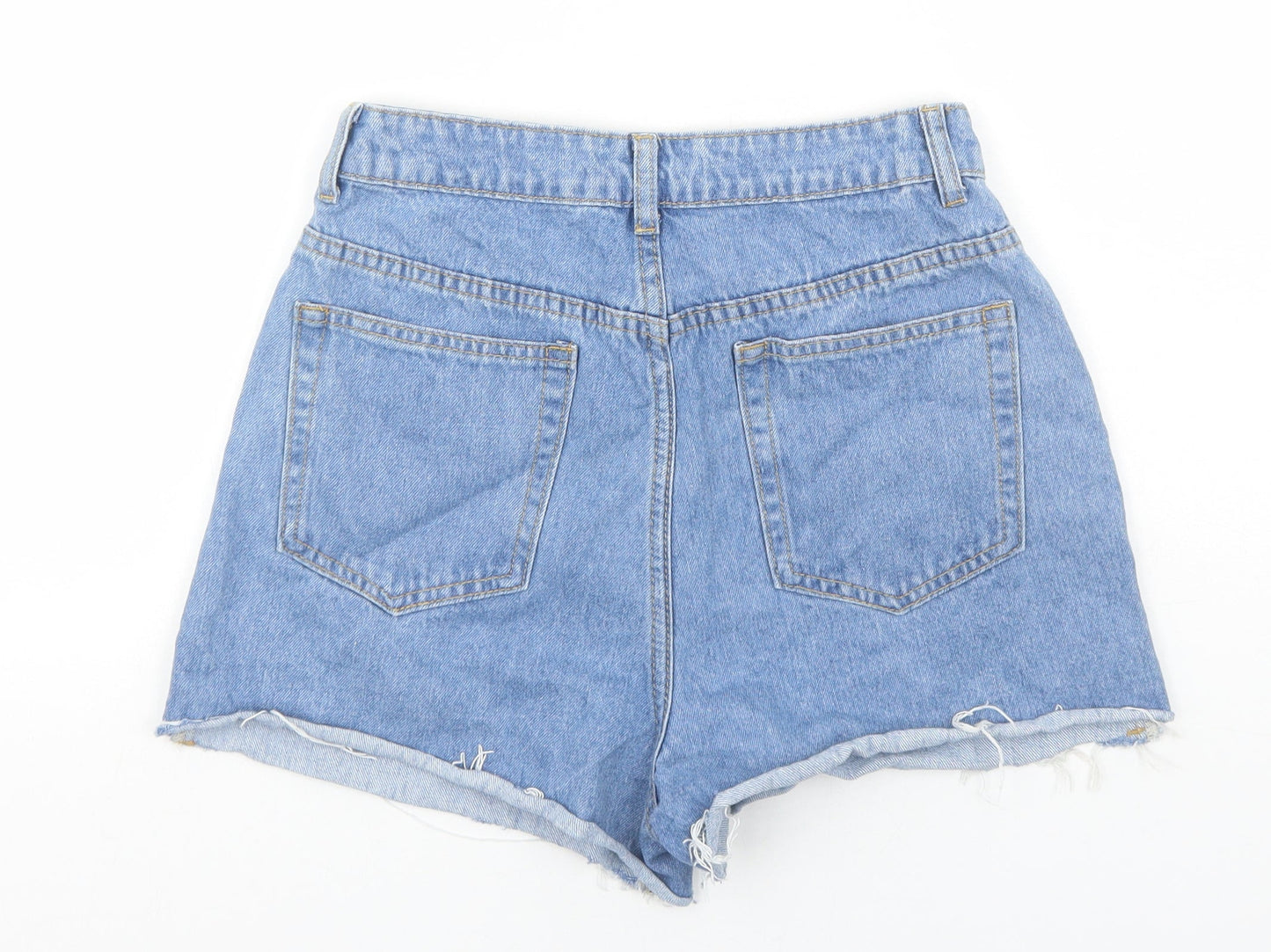 SheIn Womens Blue Cotton Boyfriend Shorts Size S Regular Zip