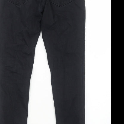 NEXT Mens Black Cotton Skinny Jeans Size S Regular Zip