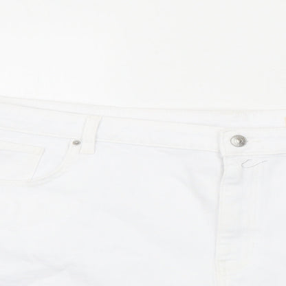 Marks and Spencer Womens White Cotton Boyfriend Shorts Size 24 Regular Zip