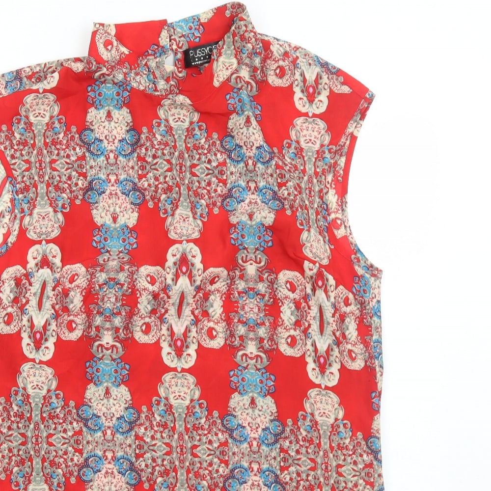 Womens UK Size M Pussycat London Red Basic Tank