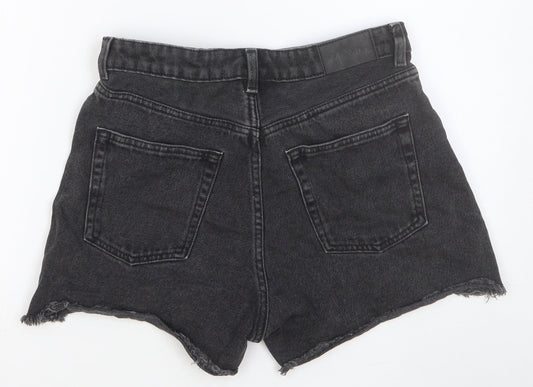 Monki Womens Black Cotton Boyfriend Shorts Size 28 in Slim Button