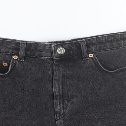 Monki Womens Black Cotton Boyfriend Shorts Size 28 in Slim Button
