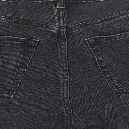 Monki Womens Black Cotton Boyfriend Shorts Size 28 in Slim Button