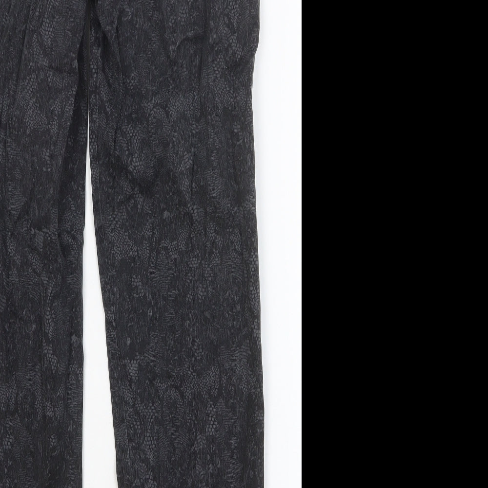 Isle Womens Black Floral Cotton Straight Jeans Size 10 Slim Button