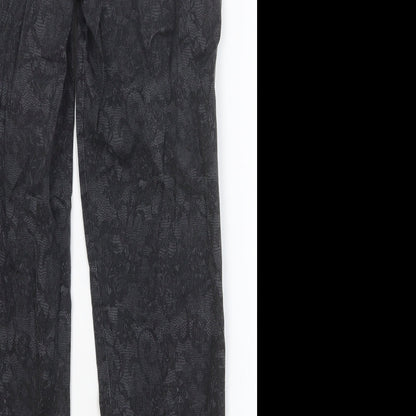 Isle Womens Black Floral Cotton Straight Jeans Size 10 Slim Button