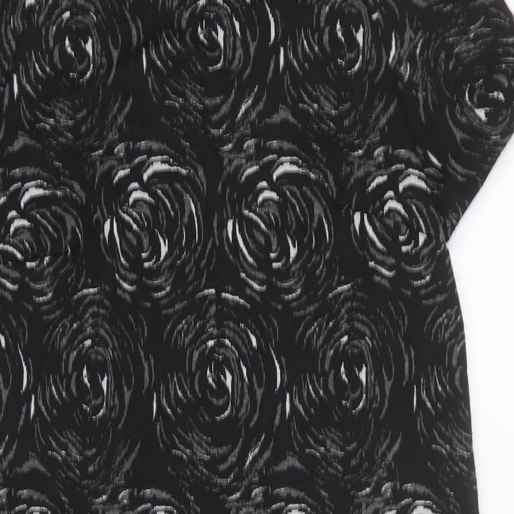 Marks and Spencer Womens Black Geometric Cotton Shift Size 10 Round Neck Pullover