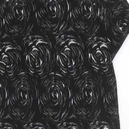 Marks and Spencer Womens Black Geometric Cotton Shift Size 10 Round Neck Pullover