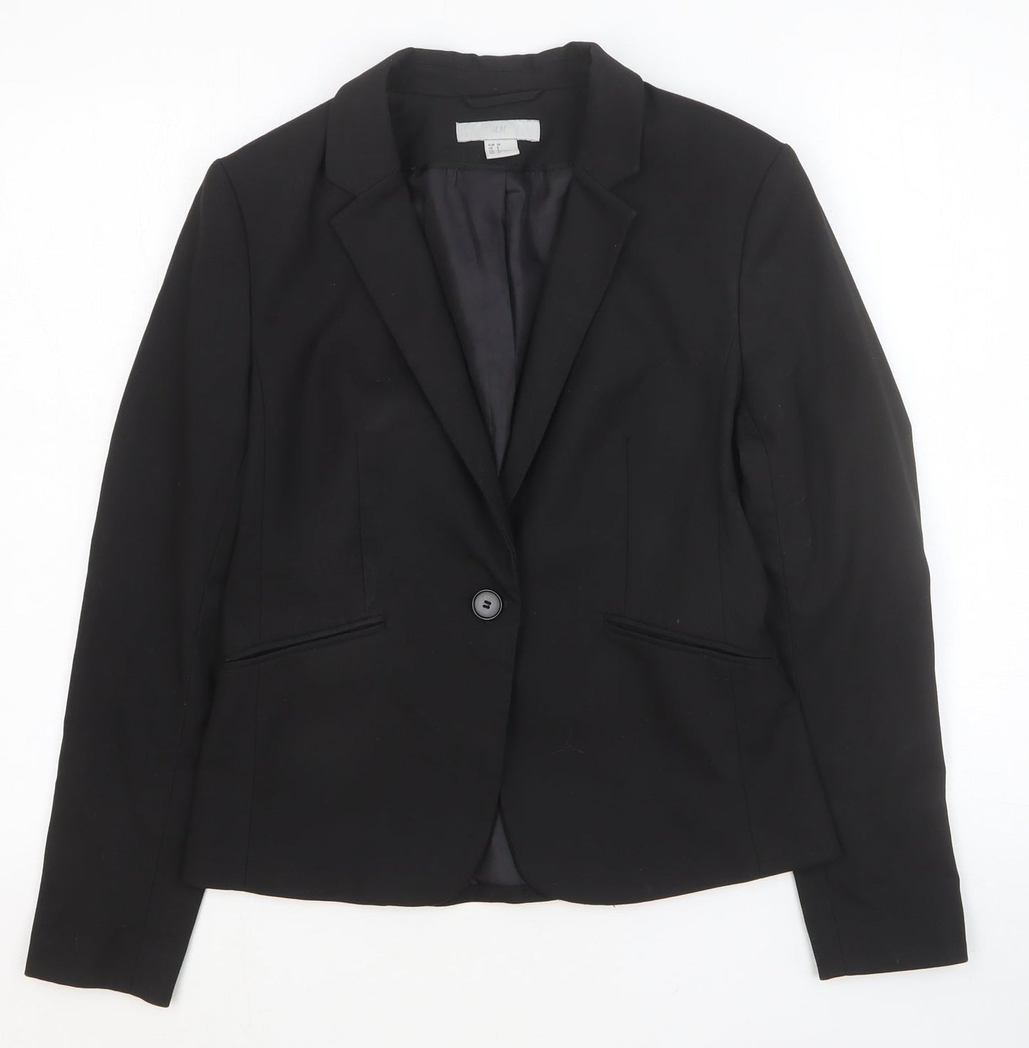 H&M Womens Black Polyester Jacket Blazer Size 10