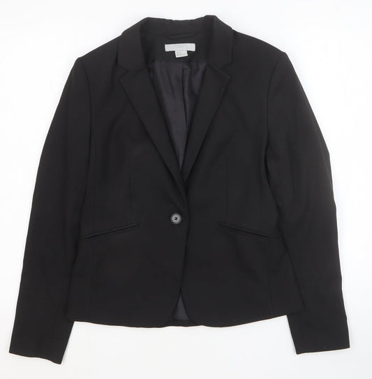 H&M Womens Black Polyester Jacket Blazer Size 10