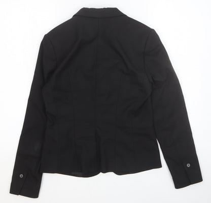 H&M Womens Black Polyester Jacket Blazer Size 10