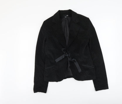 H&M Womens Black Polyester Jacket Blazer Size 10