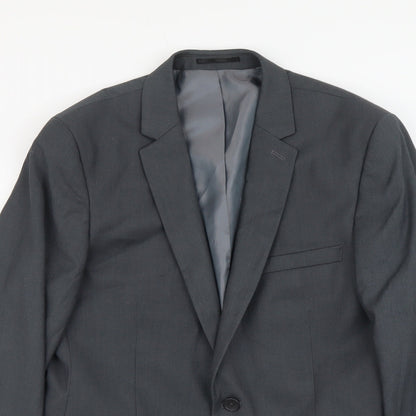 Mens UK Size L Topman Regular Grey Suit Jacket