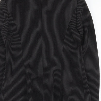 Papaya Womens Black Striped Polyester Jacket Blazer Size 12