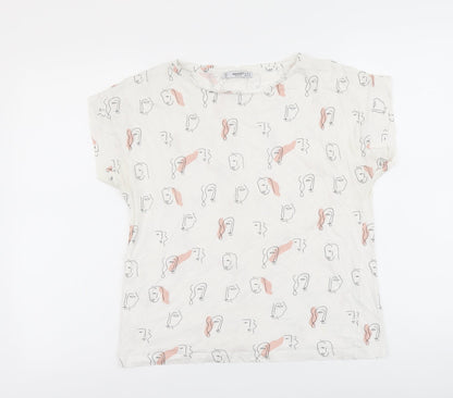 Womens UK Size M Mango White Basic T-Shirt