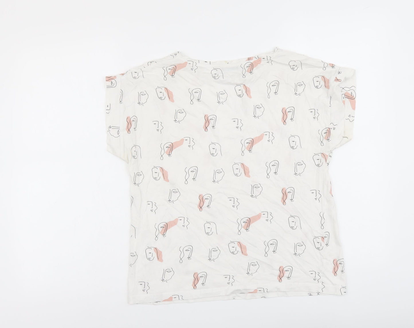Womens UK Size M Mango White Basic T-Shirt