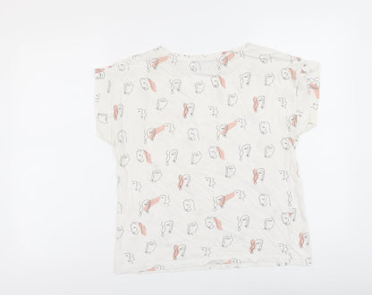 Womens UK Size M Mango White Basic T-Shirt