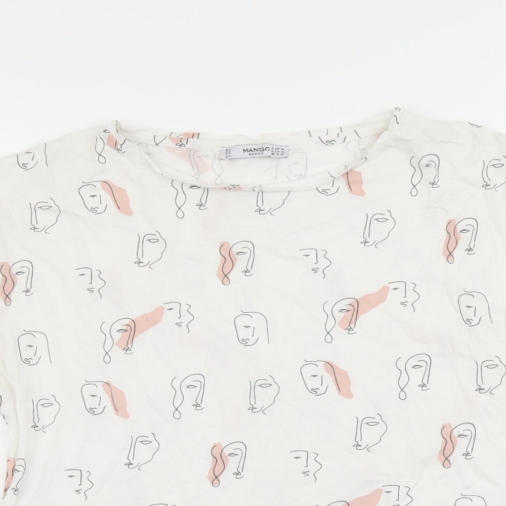 Womens UK Size M Mango White Basic T-Shirt