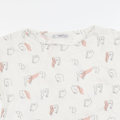 Womens UK Size M Mango White Basic T-Shirt