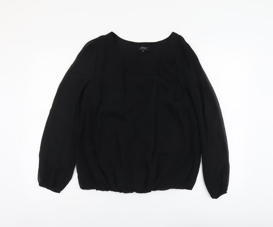 Papaya Womens Black Polyester Basic Blouse Size 12 Boat Neck
