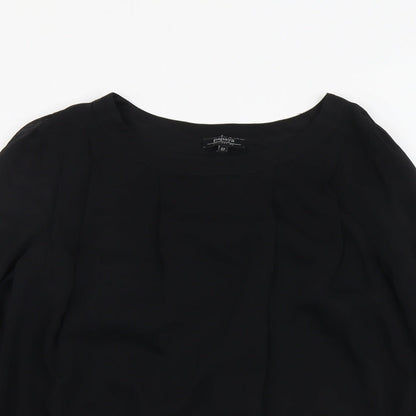 Papaya Womens Black Polyester Basic Blouse Size 12 Boat Neck
