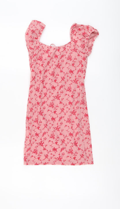 Motel Womens Pink Floral Polyester A-Line Size XS V-Neck Pullover