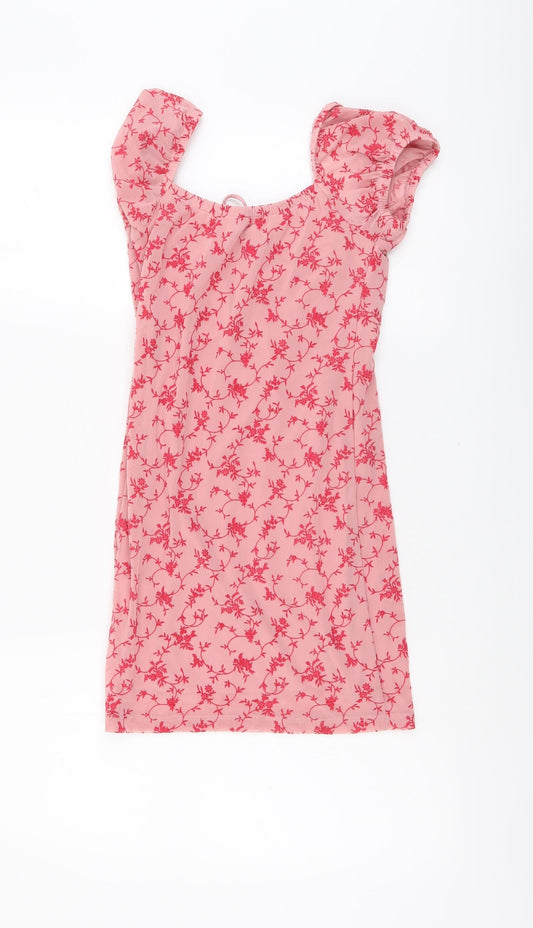 Motel Womens Pink Floral Polyester A-Line Size XS V-Neck Pullover