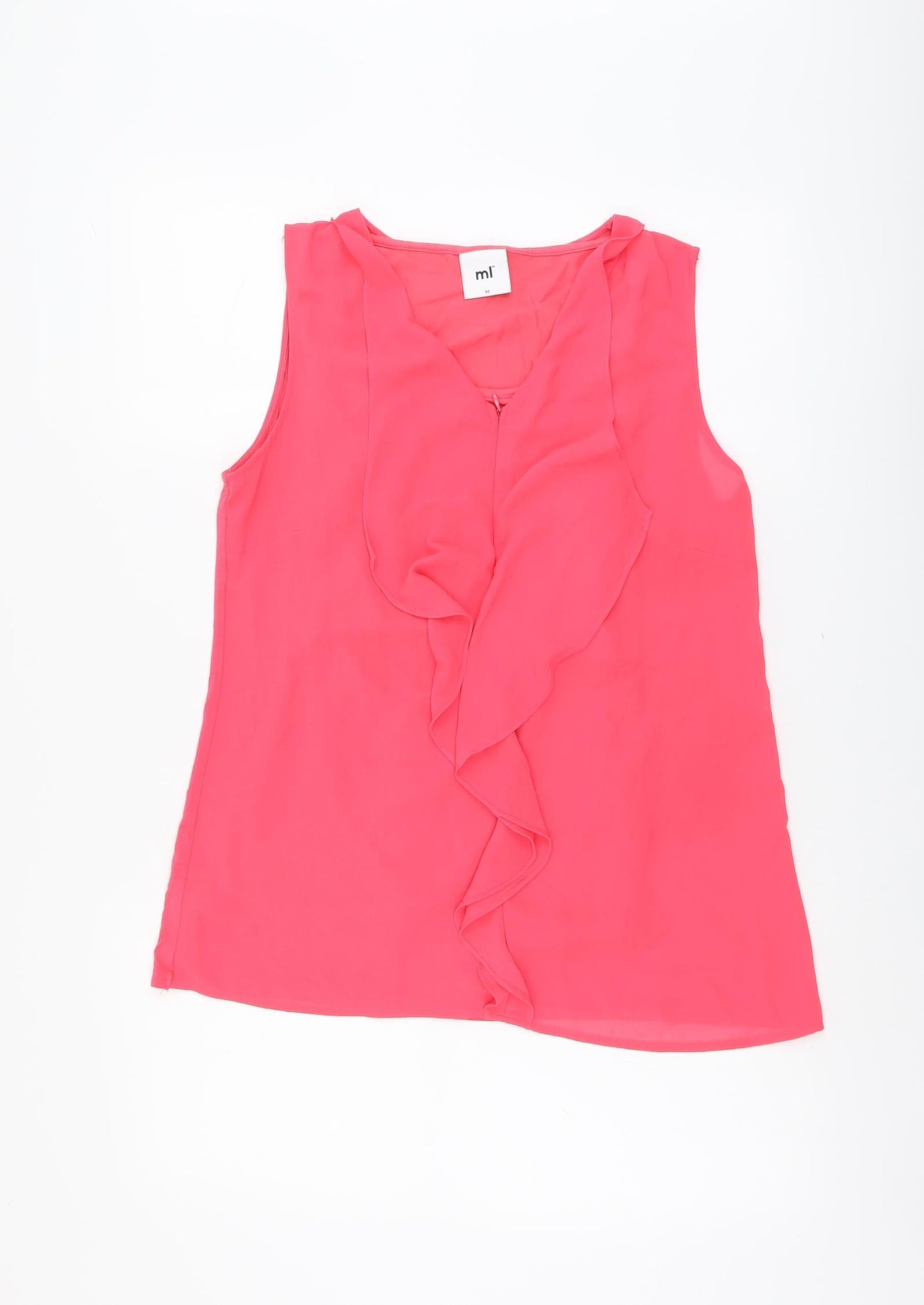Mi Womens Pink Polyester Basic Tank Size M V-Neck