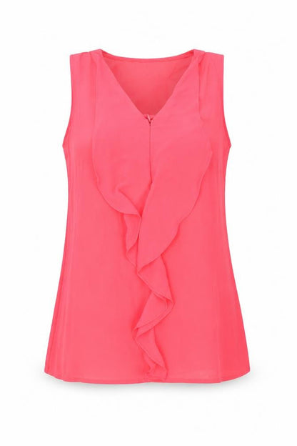 Mi Womens Pink Polyester Basic Tank Size M V-Neck