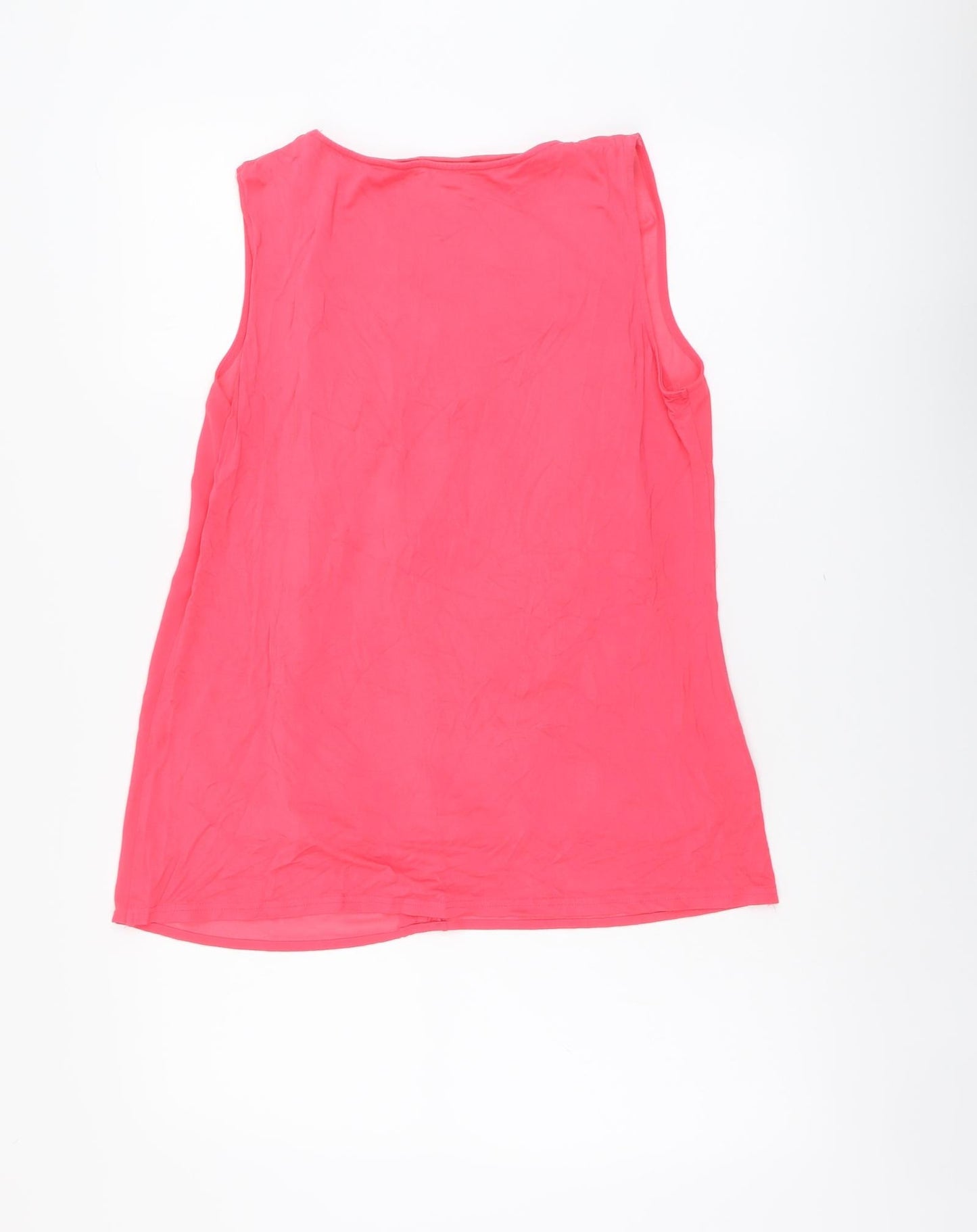 Mi Womens Pink Polyester Basic Tank Size M V-Neck